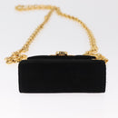 Salvatore Ferragamo Gancini Chain Shoulder Pouch Suede Black Gold Auth 161208-5