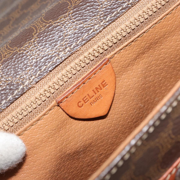 CELINE Macadam Canvas Shoulder Bag PVC Leather Brown Gold Auth 161212