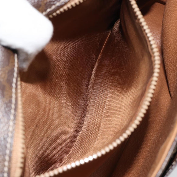 CELINE Macadam Canvas Shoulder Bag PVC Leather Brown Gold Auth 161212