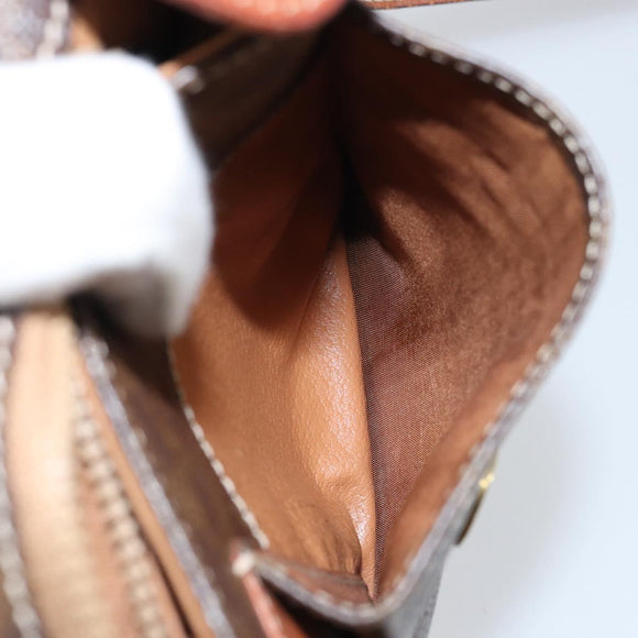 CELINE Macadam Canvas Shoulder Bag PVC Leather Brown Gold Auth 161212