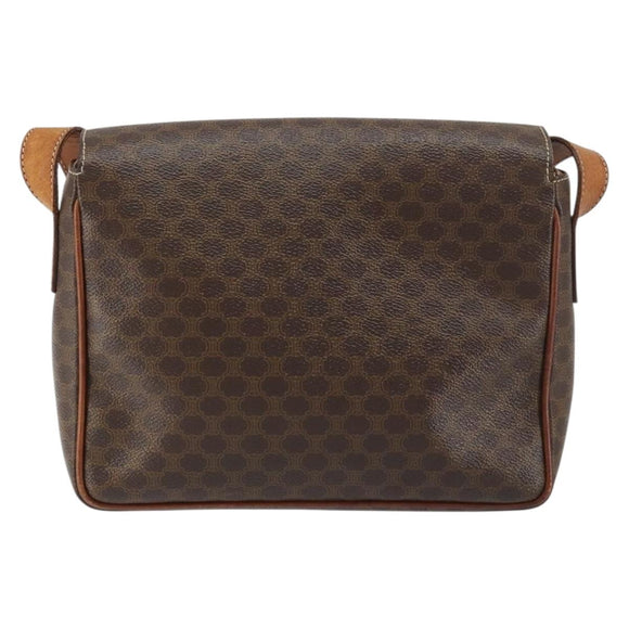 CELINE Macadam Canvas Shoulder Bag PVC Leather Brown Gold Auth 161212