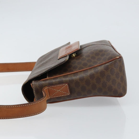 CELINE Macadam Canvas Shoulder Bag PVC Leather Brown Gold Auth 161212