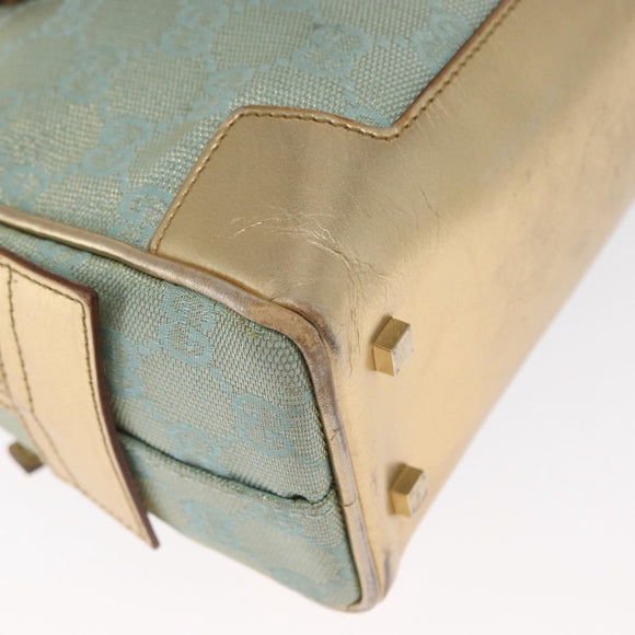 GUCCI GG Canvas Hand Bag Peppermint Gold 000 0852 Auth 161216A