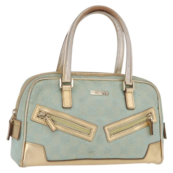 GUCCI GG Canvas Hand Bag Peppermint Gold 000 0852 Auth 161216A