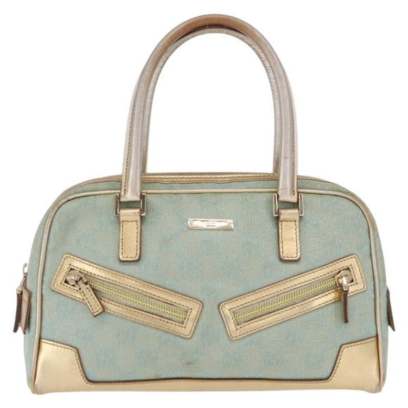 GUCCI GG Canvas Hand Bag Peppermint Gold 000 0852 Auth 161216A