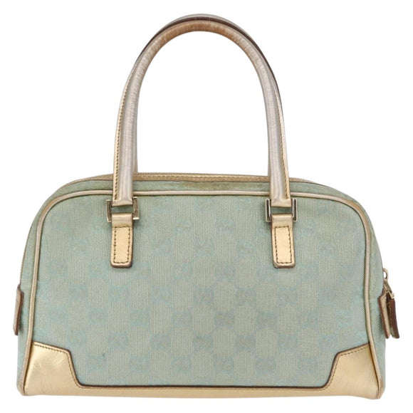 GUCCI GG Canvas Hand Bag Peppermint Gold 000 0852 Auth 161216A