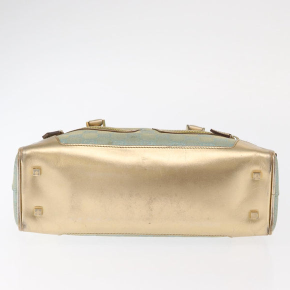 GUCCI GG Canvas Hand Bag Peppermint Gold 000 0852 Auth 161216A