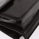 GUCCI Hand Bag Leather Dark Brown Gold Auth 161217-10