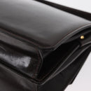 GUCCI Hand Bag Leather Dark Brown Gold Auth 161217-13