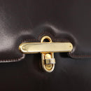 GUCCI Hand Bag Leather Dark Brown Gold Auth 161217-14