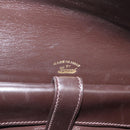 GUCCI Hand Bag Leather Dark Brown Gold Auth 161217-15