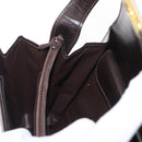 GUCCI Hand Bag Leather Dark Brown Gold Auth 161217-18