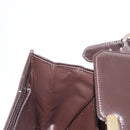 GUCCI Hand Bag Leather Dark Brown Gold Auth 161217-20