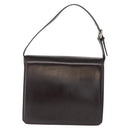 GUCCI Hand Bag Leather Dark Brown Gold Auth 161217-3