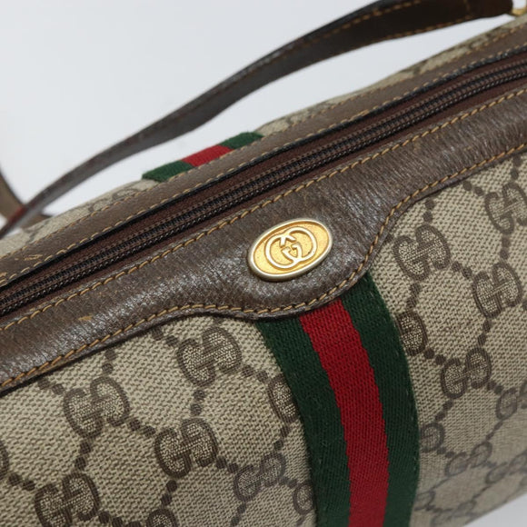 GUCCI Web Sherry Line Bag PVC Leather Beige Gold 41 004 4464 Auth 161221