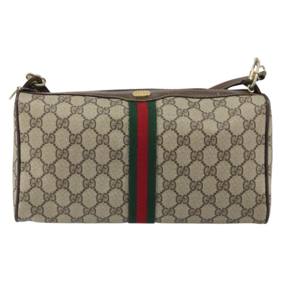 GUCCI Web Sherry Line Bag PVC Leather Beige Gold 41 004 4464 Auth 161221