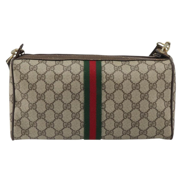GUCCI Web Sherry Line Bag PVC Leather Beige Gold 41 004 4464 Auth 161221