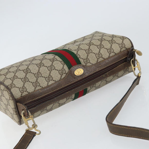 GUCCI Web Sherry Line Bag PVC Leather Beige Gold 41 004 4464 Auth 161221