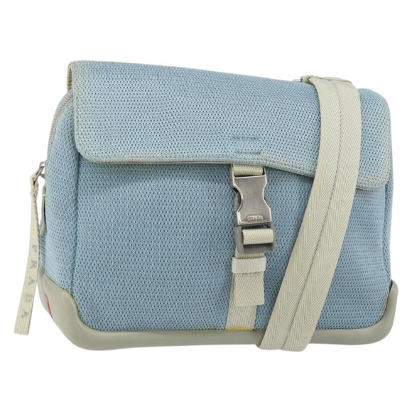 PRADA Shoulder Bag Nylon Light Blue Silver Auth 161224
