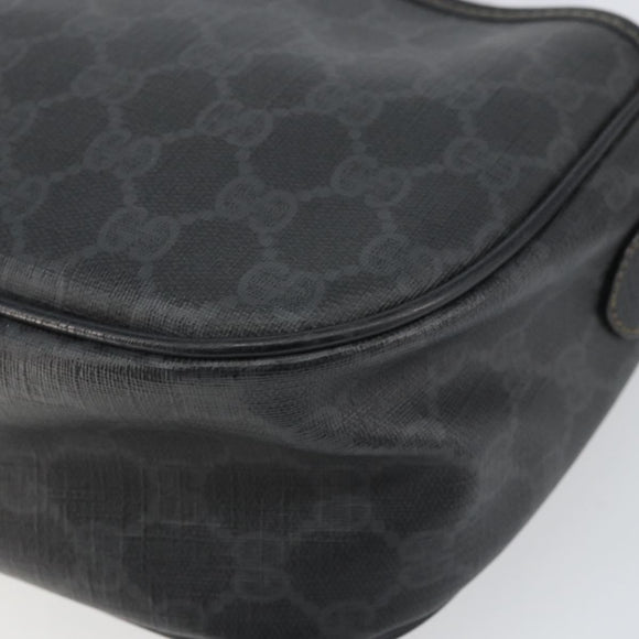 GUCCI GG Supreme Web Sherry Line Bag PVC Black Gold 89 02 077 Auth 161226