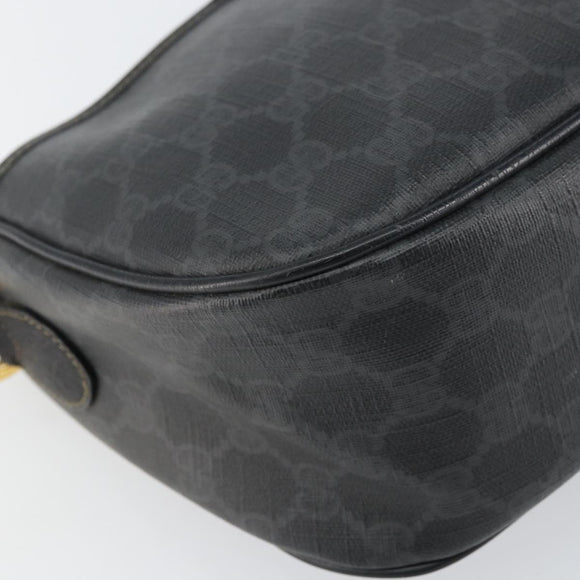 GUCCI GG Supreme Web Sherry Line Bag PVC Black Gold 89 02 077 Auth 161226