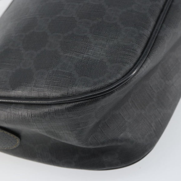 GUCCI GG Supreme Web Sherry Line Bag PVC Black Gold 89 02 077 Auth 161226