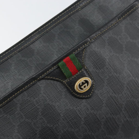 GUCCI GG Supreme Web Sherry Line Bag PVC Black Gold 89 02 077 Auth 161226
