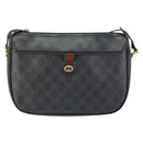 GUCCI GG Supreme Web Sherry Line Bag PVC Black Gold 89 02 077 Auth 161226-13