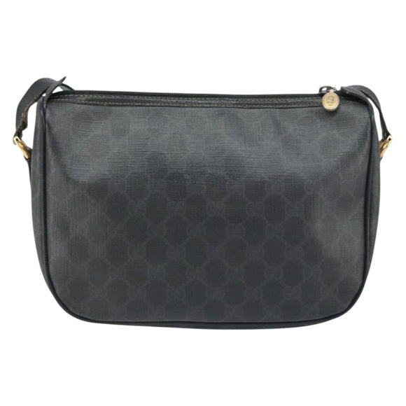 GUCCI GG Supreme Web Sherry Line Bag PVC Black Gold 89 02 077 Auth 161226