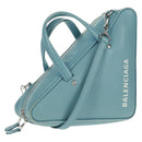 BALENCIAGA Triangle S Hand Bag Leather 2way Light Blue Silver 476975 Auth 161230-1