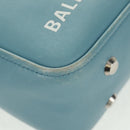 BALENCIAGA Triangle S Hand Bag Leather 2way Light Blue Silver 476975 Auth 161230-9