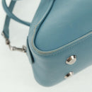 BALENCIAGA Triangle S Hand Bag Leather 2way Light Blue Silver 476975 Auth 161230-15