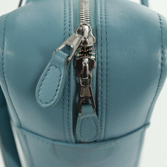 BALENCIAGA Triangle S Hand Bag Leather 2way Light Blue Silver 476975 Auth 161230