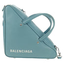 BALENCIAGA Triangle S Hand Bag Leather 2way Light Blue Silver 476975 Auth 161230-13