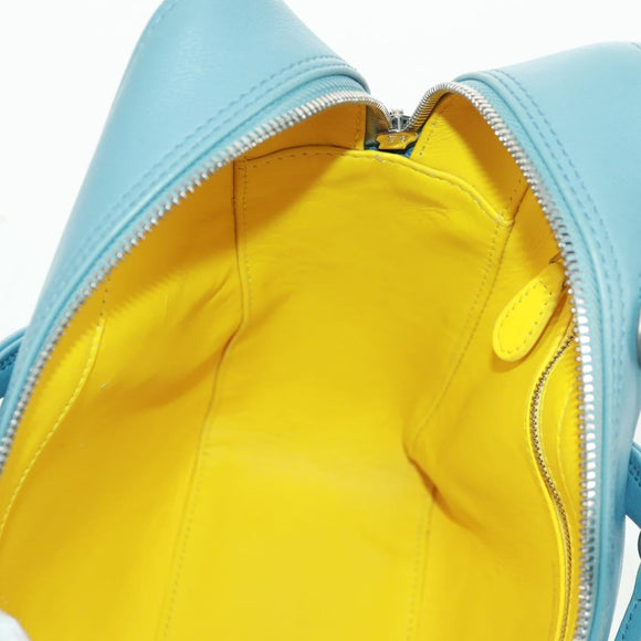 BALENCIAGA Triangle S Hand Bag Leather 2way Light Blue Silver 476975 Auth 161230