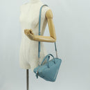 BALENCIAGA Triangle S Hand Bag Leather 2way Light Blue Silver 476975 Auth 161230-24