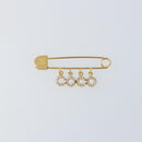 CHANEL Coco Rhinestone Safety Pin Brooch metal Gold Tone CC Auth 161234V-2