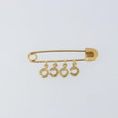CHANEL Coco Rhinestone Safety Pin Brooch metal Gold Tone CC Auth 161234V-3