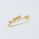 CHANEL Coco Rhinestone Safety Pin Brooch metal Gold Tone CC Auth 161234V-4