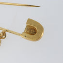 CHANEL Coco Rhinestone Safety Pin Brooch metal Gold Tone CC Auth 161234V-6