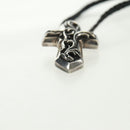 Chrome Hearts Small Vulcan Cross Double Leather Blade Ag925 Silver Auth 161235SM-13