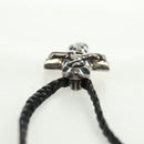 Chrome Hearts Small Vulcan Cross Double Leather Blade Ag925 Silver Auth 161235SM-14
