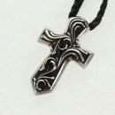 Chrome Hearts Small Vulcan Cross Double Leather Blade Ag925 Silver Auth 161235SM-3