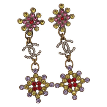 CHANEL Rhinestone COCO Mark Pierce metal Multicolor CC Auth 161236SAM