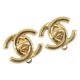 CHANEL COCO Mark Earring metal Gold Tone CC Auth 161237V