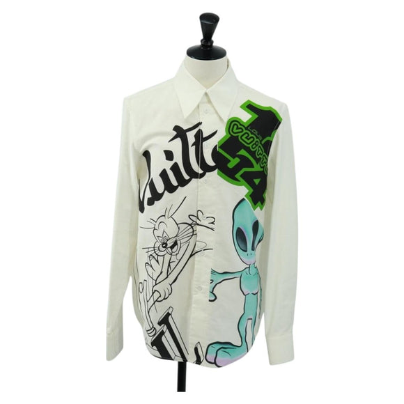 LOUIS VUITTON Printed Shirt And Tie Shirt Cotton White LV Auth 161259M