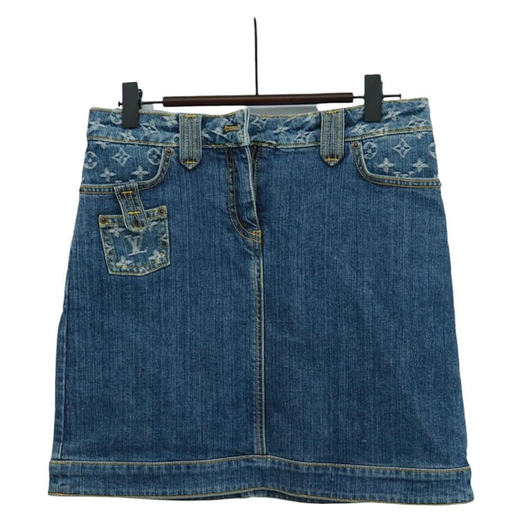 LOUIS VUITTON Monogram Denim Skirt Blue LV Auth 161260M