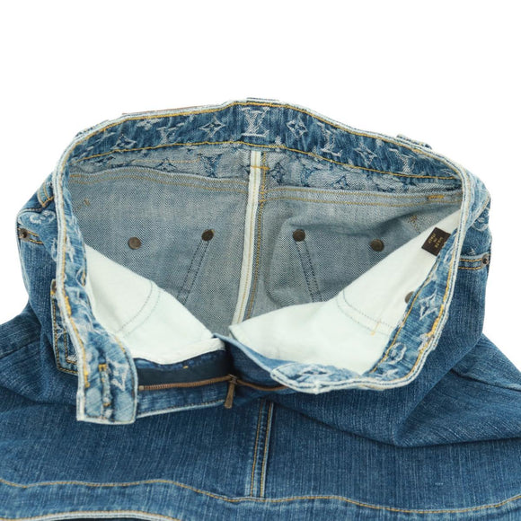 LOUIS VUITTON Monogram Denim Skirt Blue LV Auth 161260M