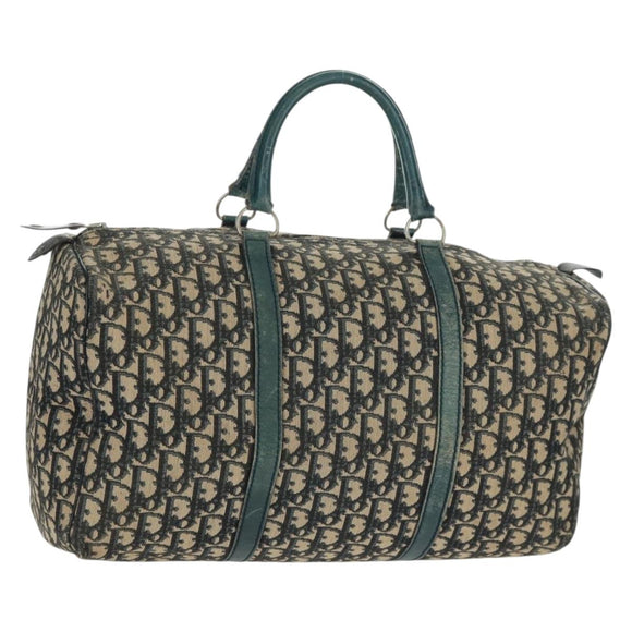 Christian Dior Trotter Canvas Boston Bag Navy Silver Auth 161273