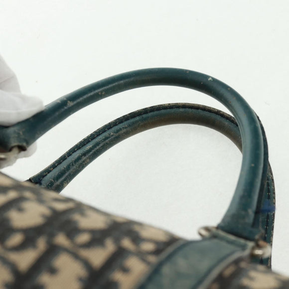 Christian Dior Trotter Canvas Boston Bag Navy Silver Auth 161273